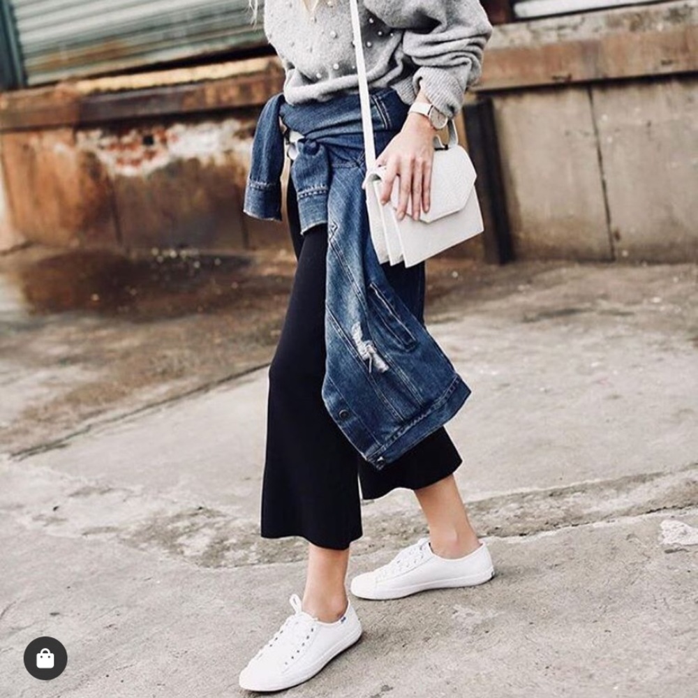 White Kickstart Leather Keds